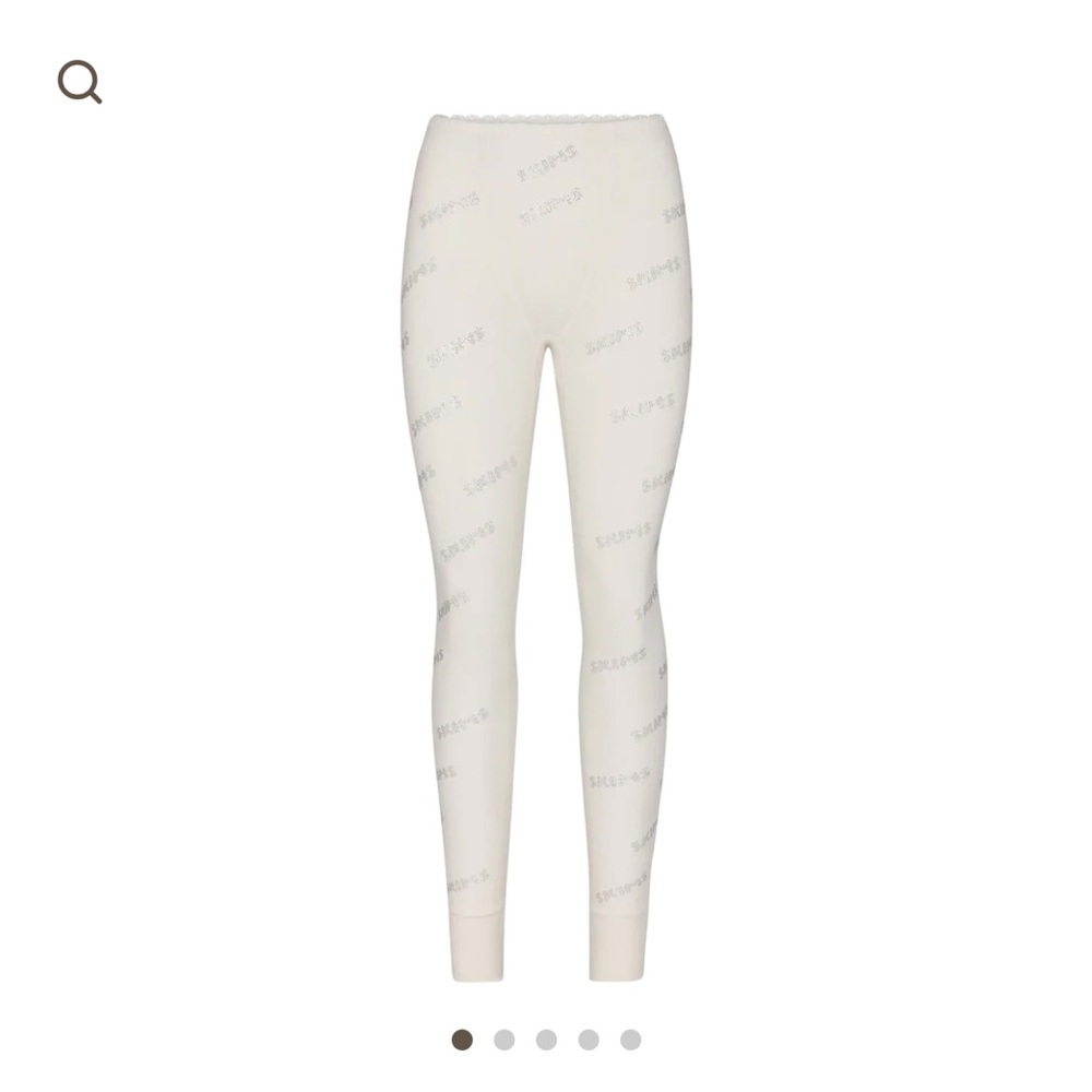 NEW SKIMS Rhinestone Logo Pointelle Leggings